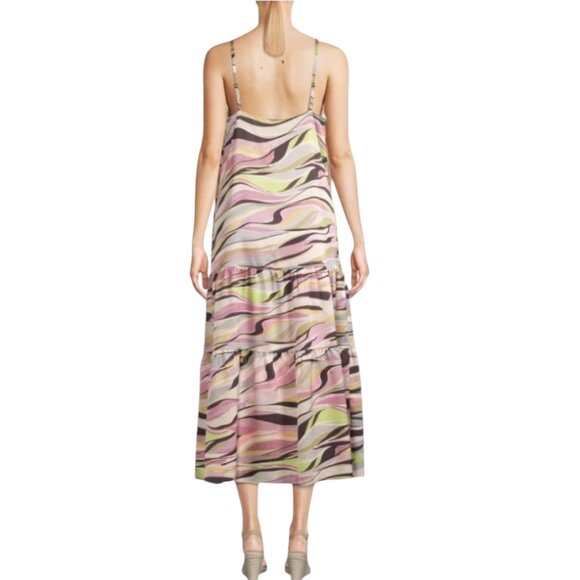 Ted Baker Zebra Print Tiered Midi Dress, Dusty Pink, 8/10 US - Picture 10 of 11